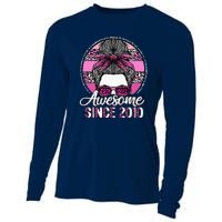 Awesome Since 2010 13 Years Old Messy Bun Leopard Cooling Performance Long Sleeve Crew