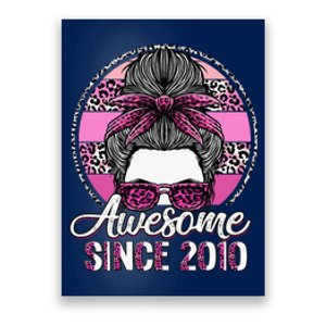 Awesome Since 2010 13 Years Old Messy Bun Leopard Poster