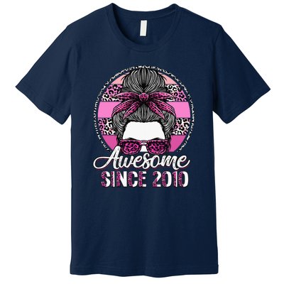 Awesome Since 2010 13 Years Old Messy Bun Leopard Premium T-Shirt