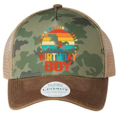 Awesome Since 2019 Funny Dinosaur 3 Year Old Boy Girl Legacy Tie Dye Trucker Hat