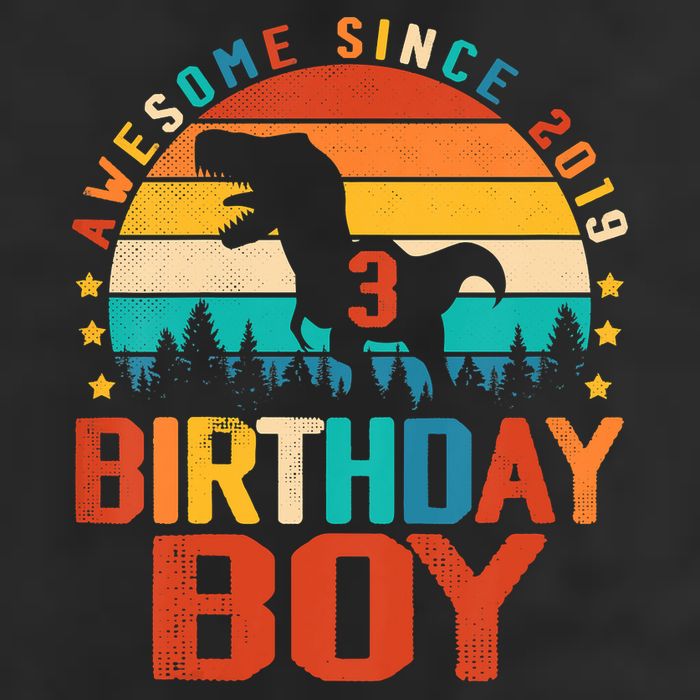 Awesome Since 2019 Funny Dinosaur 3 Year Old Boy Girl 7 Panel Mesh Trucker Snapback Hat