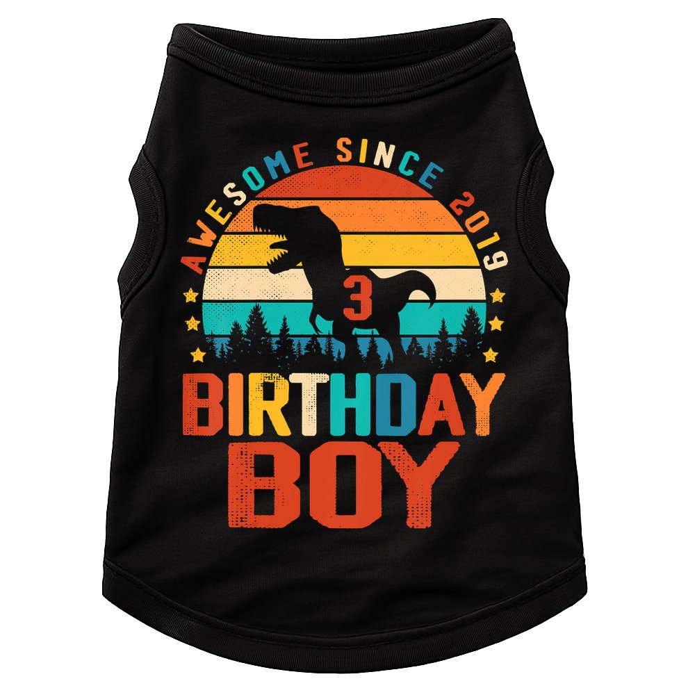 Awesome Since 2019 Funny Dinosaur 3 Year Old Boy Girl Doggie Tank