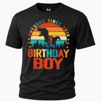 Awesome Since 2019 Funny Dinosaur 3 Year Old Boy Girl Cooling Performance Crew T-Shirt