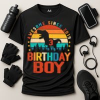 Awesome Since 2019 Funny Dinosaur 3 Year Old Boy Girl Cooling Performance Crew T-Shirt