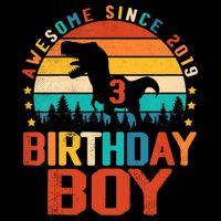 Awesome Since 2019 Funny Dinosaur 3 Year Old Boy Girl Cooling Performance Crew T-Shirt