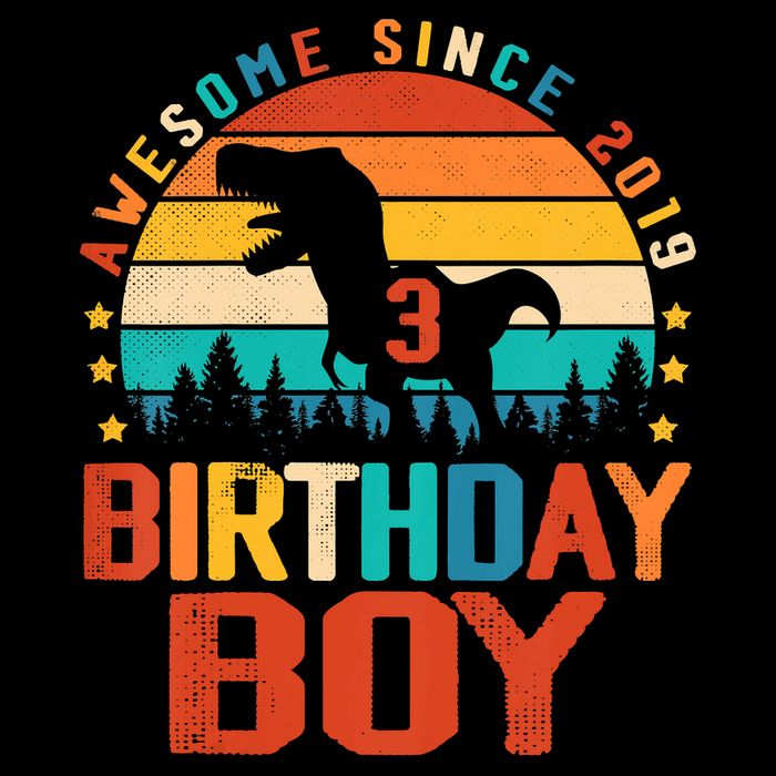 Awesome Since 2019 Funny Dinosaur 3 Year Old Boy Girl Cooling Performance Crew T-Shirt