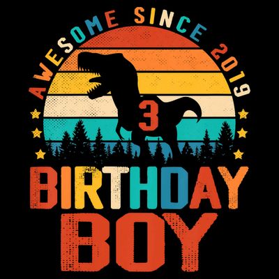 Awesome Since 2019 Funny Dinosaur 3 Year Old Boy Girl T-Shirt