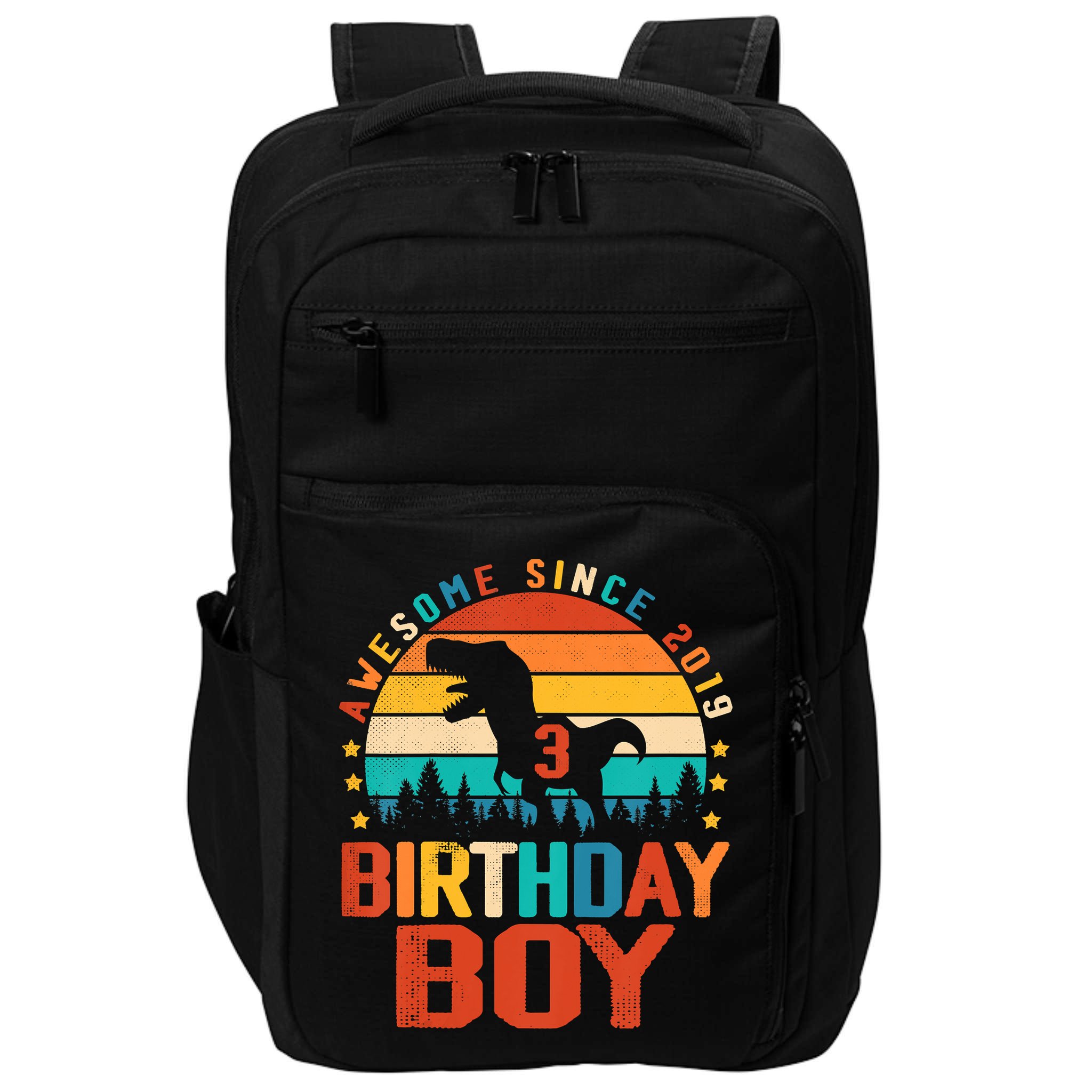 Awesome Since 2019 Funny Dinosaur 3 Year Old Boy Girl Impact Tech Backpack