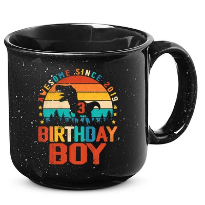 Awesome Since 2019 Funny Dinosaur 3 Year Old Boy Girl 15oz Campfire Ceramic Mug