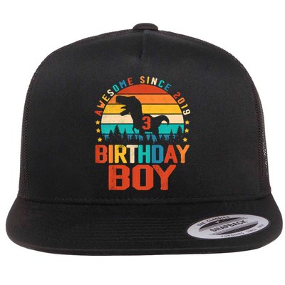 Awesome Since 2019 Funny Dinosaur 3 Year Old Boy Girl Flatbill Hat
