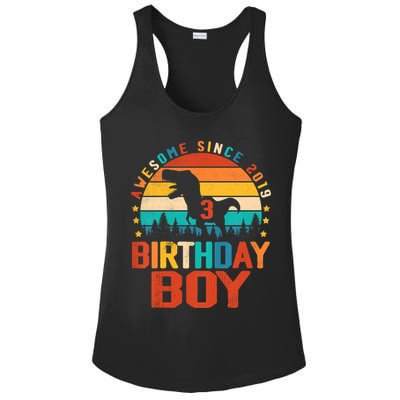 Awesome Since 2019 Funny Dinosaur 3 Year Old Boy Girl Ladies PosiCharge Competitor Racerback Tank