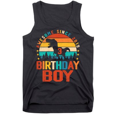 Awesome Since 2019 Funny Dinosaur 3 Year Old Boy Girl Tank Top