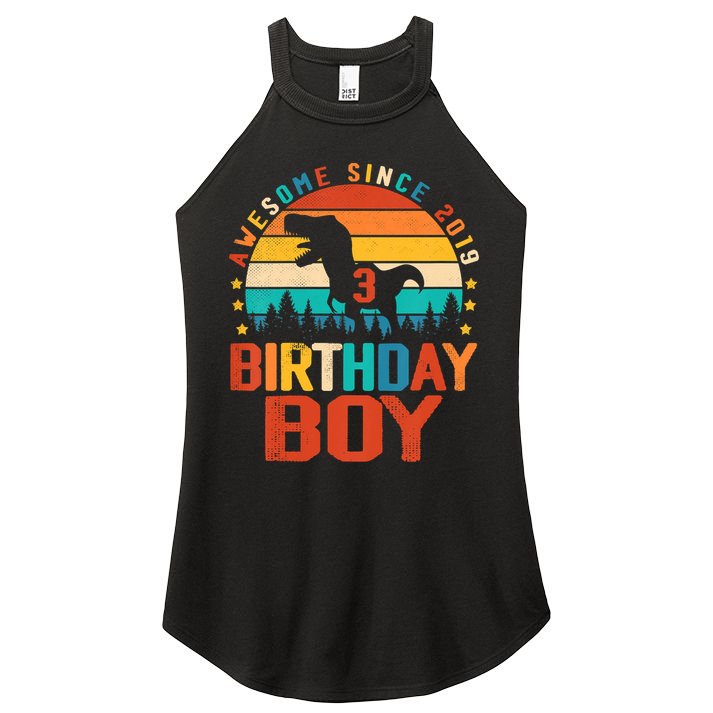 Awesome Since 2019 Funny Dinosaur 3 Year Old Boy Girl Women's Perfect Tri Rocker Tank