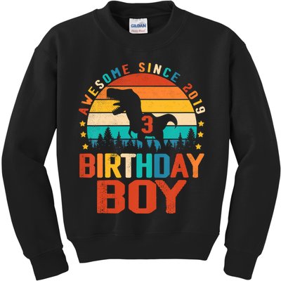 Awesome Since 2019 Funny Dinosaur 3 Year Old Boy Girl Kids Sweatshirt