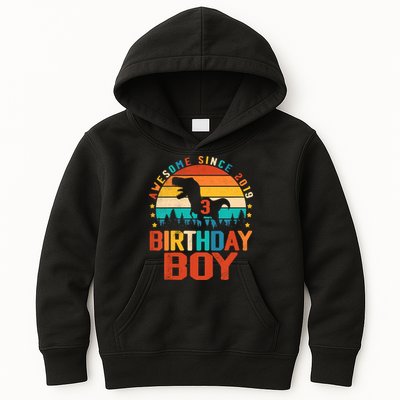 Awesome Since 2019 Funny Dinosaur 3 Year Old Boy Girl Kids Hoodie