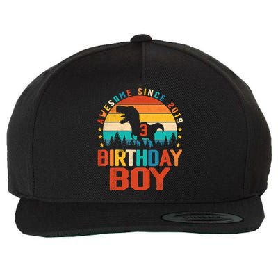 Awesome Since 2019 Funny Dinosaur 3 Year Old Boy Girl Wool Snapback Cap