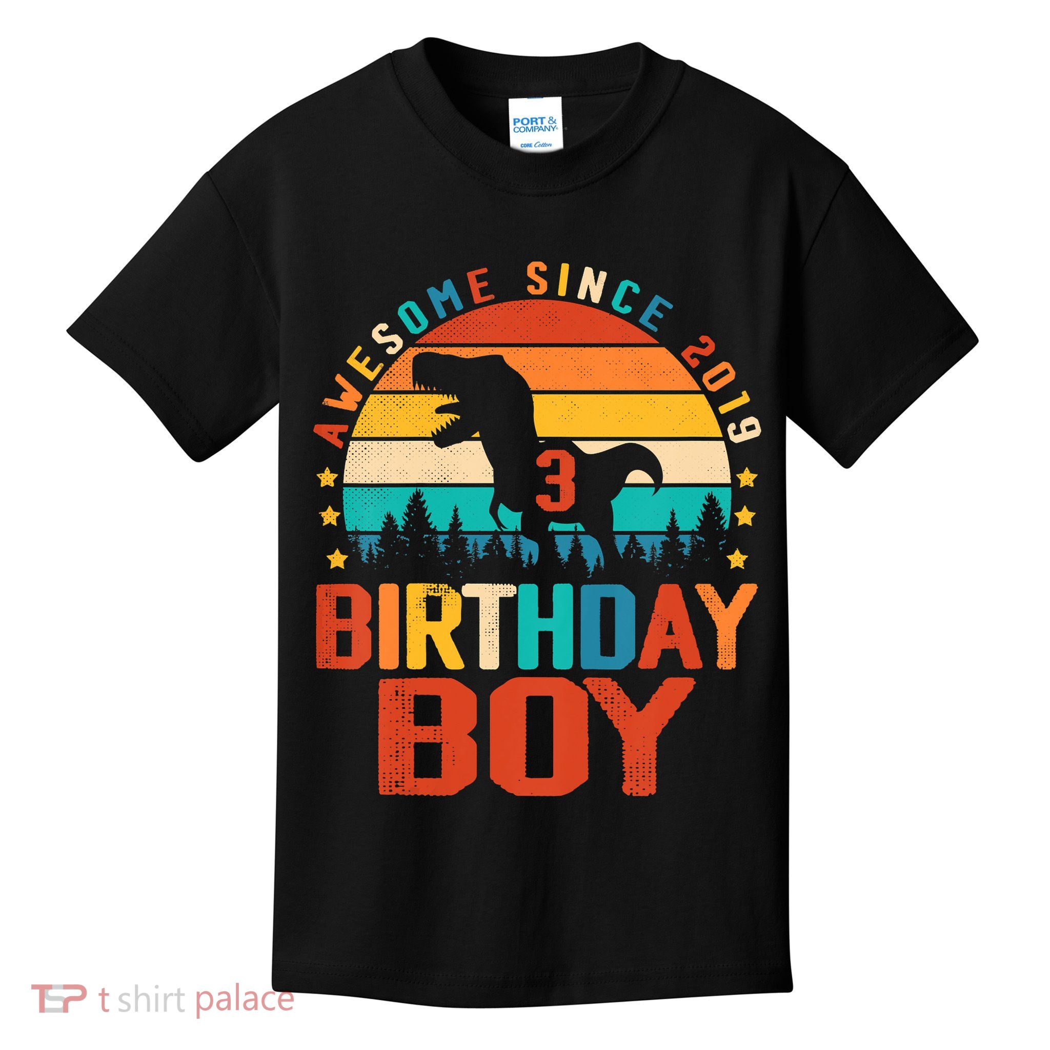 Awesome Since 2019 Funny Dinosaur 3 Year Old Boy Girl Kids T-Shirt