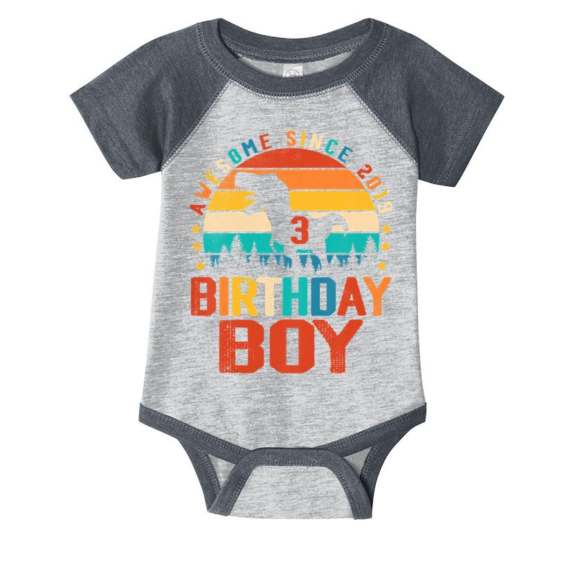 Awesome Since 2019 Funny Dinosaur 3 Year Old Boy Girl Infant Baby Jersey Bodysuit
