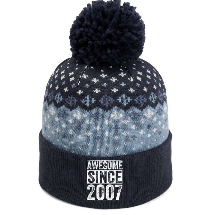 Awesome Since 2007 15th Birthday Vintage The Baniff Cuffed Pom Beanie