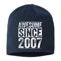 Awesome Since 2007 15th Birthday Vintage Sustainable Beanie