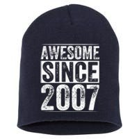 Awesome Since 2007 15th Birthday Vintage Short Acrylic Beanie