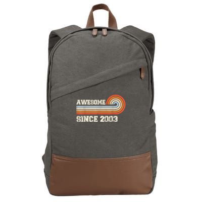 Awesome Since 2003 20th Birthday 20 Years Old Vintage Cotton Canvas Backpack