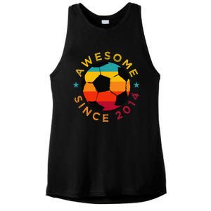 Awesome Since 2014 Soccer Birthday Party Bday Team Ladies PosiCharge Tri-Blend Wicking Tank