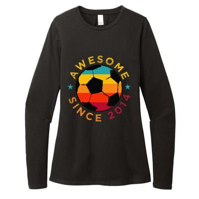 Awesome Since 2014 Soccer Birthday Party Bday Team Womens CVC Long Sleeve Shirt