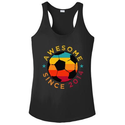 Awesome Since 2014 Soccer Birthday Party Bday Team Ladies PosiCharge Competitor Racerback Tank