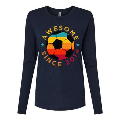 Awesome Since 2014 Soccer Birthday Party Bday Team Womens Cotton Relaxed Long Sleeve T-Shirt