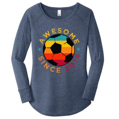 Awesome Since 2014 Soccer Birthday Party Bday Team Women's Perfect Tri Tunic Long Sleeve Shirt