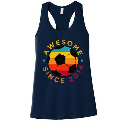 Awesome Since 2014 Soccer Birthday Party Bday Team Women's Racerback Tank