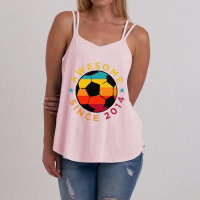 Awesome Since 2014 Soccer Birthday Party Bday Team Women's Strappy Tank