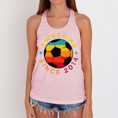 Awesome Since 2014 Soccer Birthday Party Bday Team Women's Knotted Racerback Tank