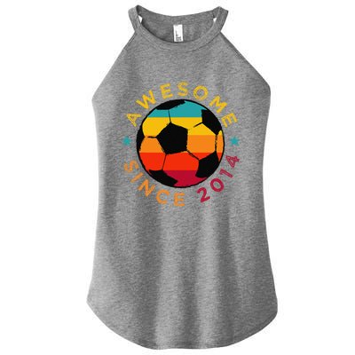 Awesome Since 2014 Soccer Birthday Party Bday Team Women's Perfect Tri Rocker Tank