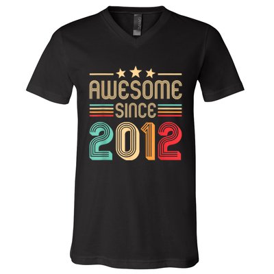 Awesome Since 2012 Birthday Retro V-Neck T-Shirt