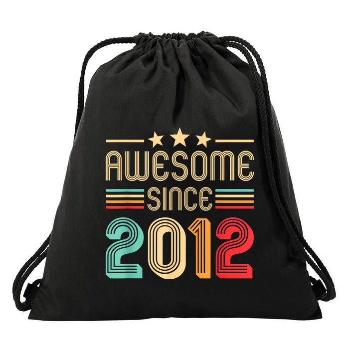 Awesome Since 2012 Birthday Retro Drawstring Bag