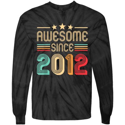 Awesome Since 2012 Birthday Retro Tie-Dye Long Sleeve Shirt