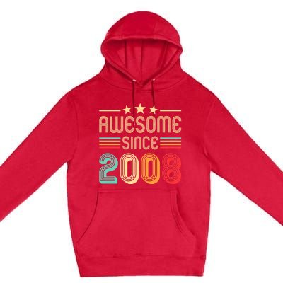 Awesome Since 2008 Birthday Retro Premium Pullover Hoodie