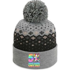 Awesome Since 2017 Unicorn 5th Birthday 5 Years Old The Baniff Cuffed Pom Beanie