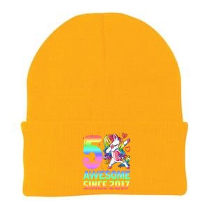 Awesome Since 2017 Unicorn 5th Birthday 5 Years Old Knit Cap Winter Beanie