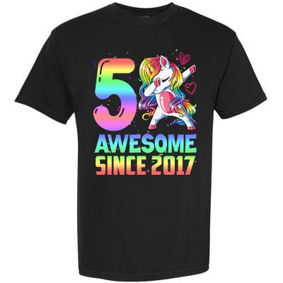 Awesome Since 2017 Unicorn 5th Birthday 5 Years Old Garment-Dyed Heavyweight T-Shirt