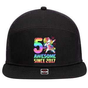 Awesome Since 2017 Unicorn 5th Birthday 5 Years Old 7 Panel Mesh Trucker Snapback Hat