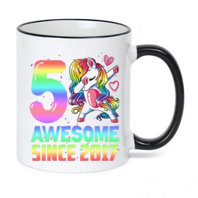 Awesome Since 2017 Unicorn 5th Birthday 5 Years Old 11oz Black Color Changing Mug