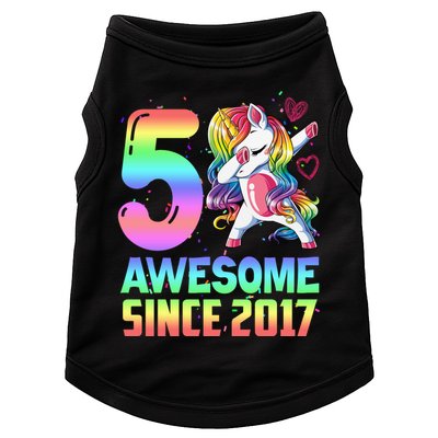 Awesome Since 2017 Unicorn 5th Birthday 5 Years Old Doggie Tank