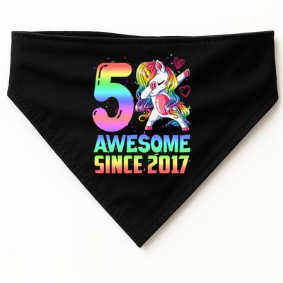 Awesome Since 2017 Unicorn 5th Birthday 5 Years Old USA-Made Doggie Bandana