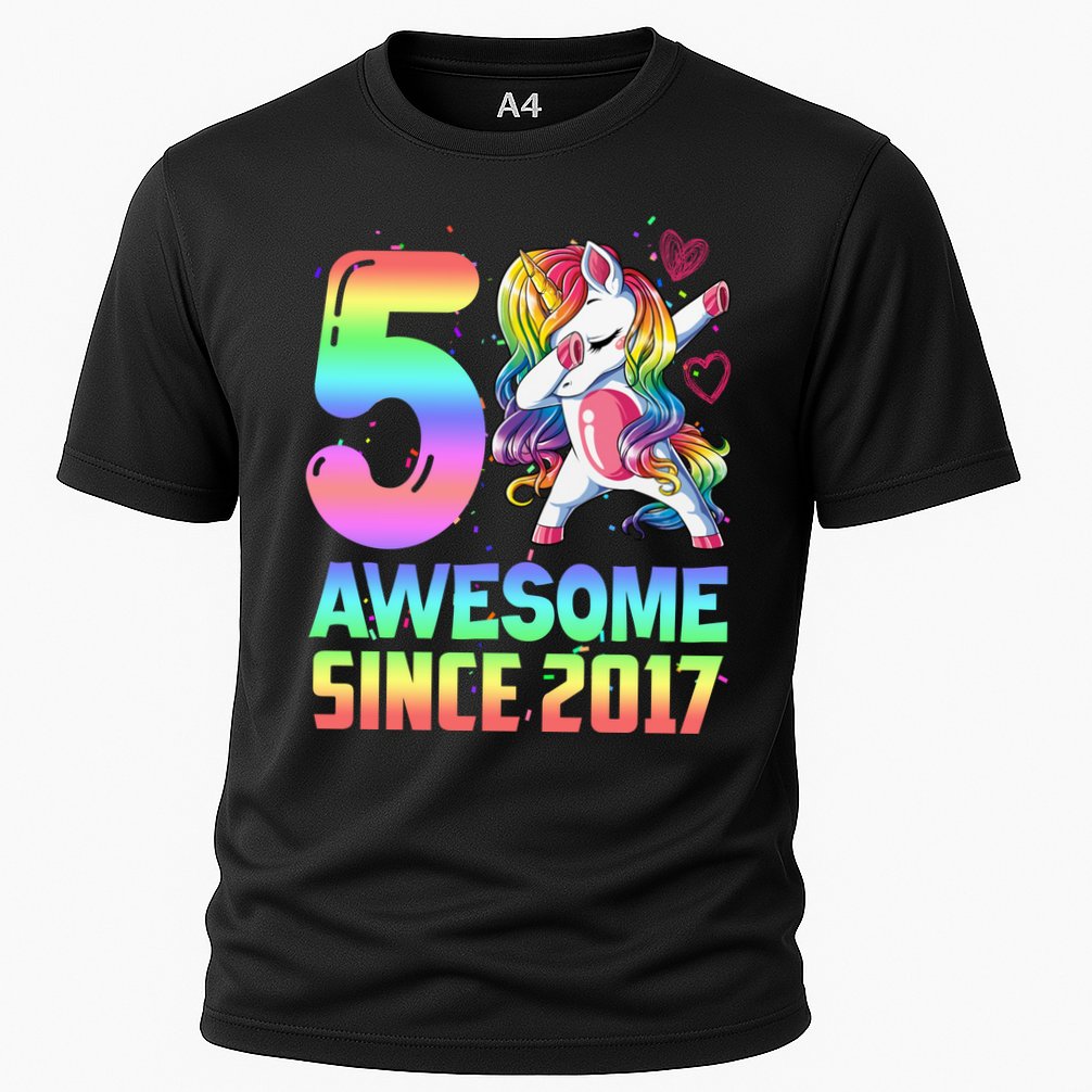 Awesome Since 2017 Unicorn 5th Birthday 5 Years Old Cooling Performance Crew T-Shirt