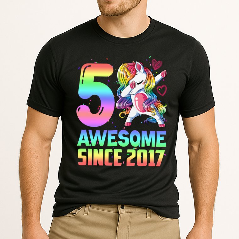 Awesome Since 2017 Unicorn 5th Birthday 5 Years Old Cooling Performance Crew T-Shirt