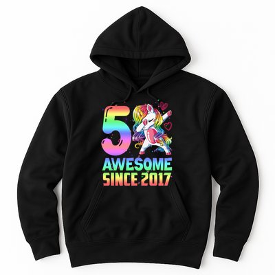 Awesome Since 2017 Unicorn 5th Birthday 5 Years Old Hoodie