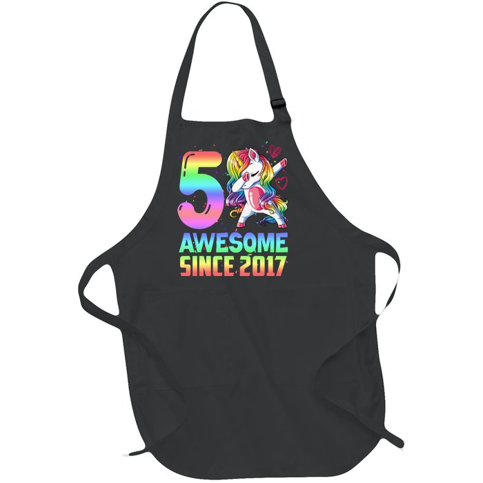 Awesome Since 2017 Unicorn 5th Birthday 5 Years Old Full-Length Apron With Pockets